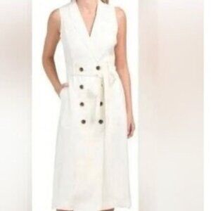 Croft‎ & Barrow Sleeveless Linen Blend Trench Dress Button Down Belted S g1